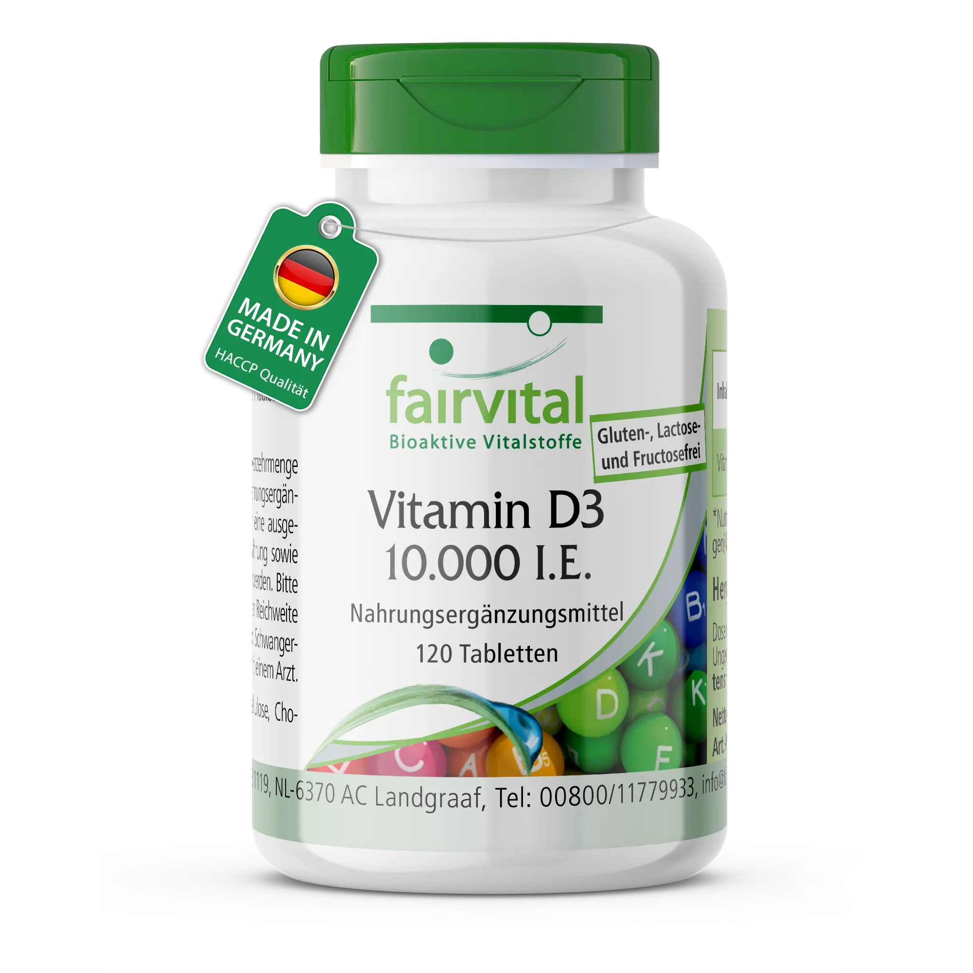 Vitamin D3 10.000 I.E. - 120 Tabletten - für Immunsystem, Zellteilung, Muskeln uvm. | Fairvital